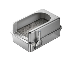 San Diego 201 Stainless Steel + ABS Cat Litter Box Grey 60 × 40 × 15cm | SW430