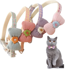 Cat Collar with Bow - Adjustable Safety Collar with Bell for Cats & Kittens (1 Piece)