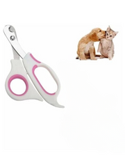 Pet Nail Clippers for Cats & Dogs - Safe and Easy Grooming Trimmer Scissors - Pink/White