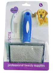 Pet Grooming Brush with Comb - Extra Large Slicker Brush for Big Dogs & Long-Haired Pets - Blue