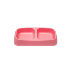 Double Pet Feeding Bowl - Food & Water Dish for Cats and Dogs - Pink