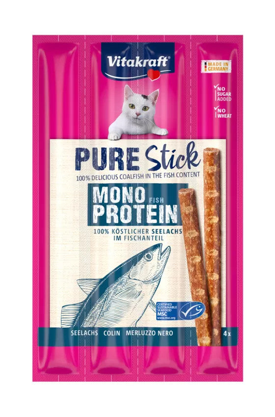 Vitakraft Pure Stick Mono Protein Coalfish Cat Treats – 4×5g | 200865