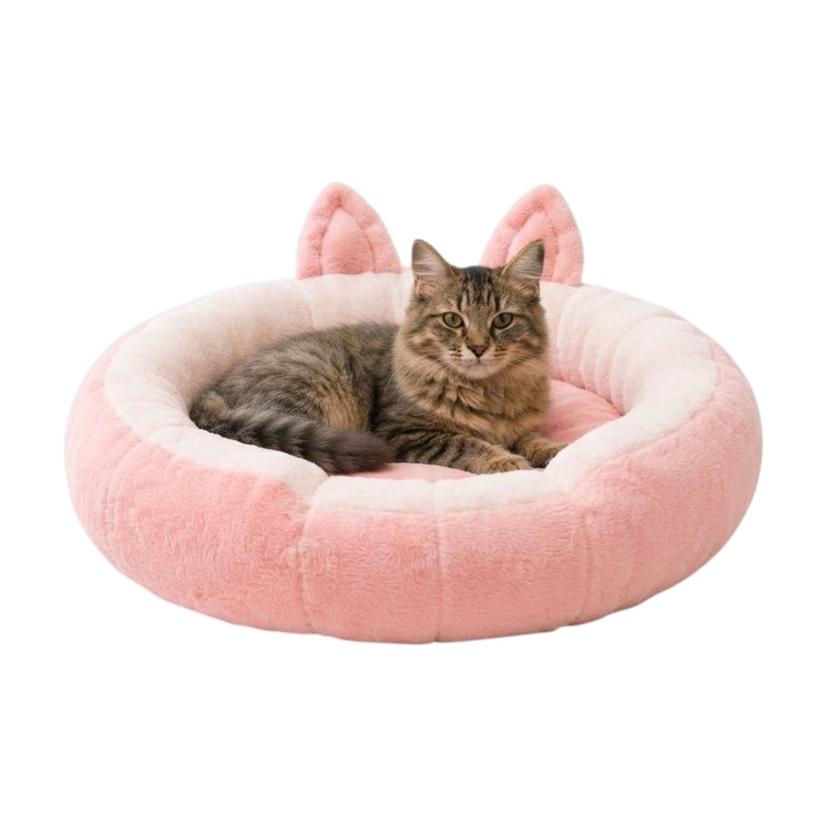 Cat Tree House Round Cat Bed Large 70 x 15cm - Pink & White