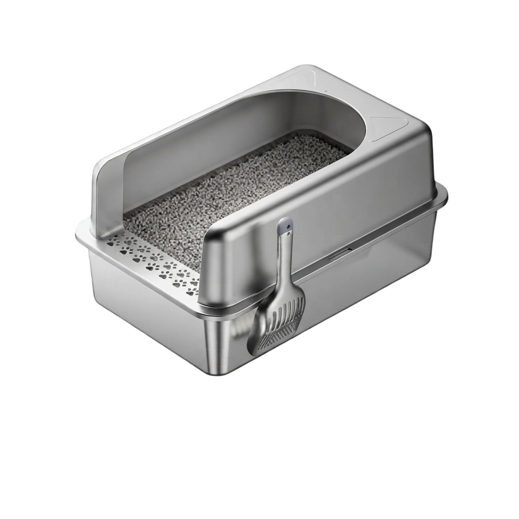 San Diego 201 Stainless Steel + ABS Cat Litter Box Grey 60 × 40 × 15cm | SW430
