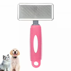 Pet Grooming Brush with Comb - Medium Slicker Brush for Cats & Small Dogs - Pink