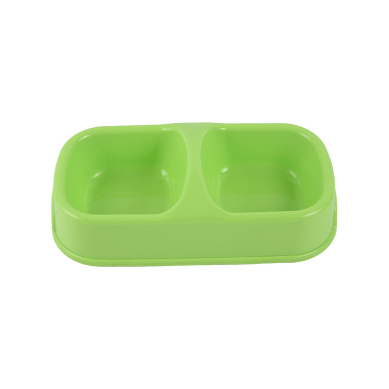 Double Pet Feeding Bowl - Food & Water Dish for Cats and Dogs - Green