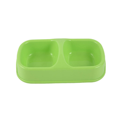Double Pet Feeding Bowl - Food & Water Dish for Cats and Dogs - Green