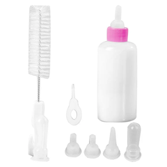 Pet Nursing Feeding Bottle with Brush - Pink - 90 ml | PET-FB-PNK01