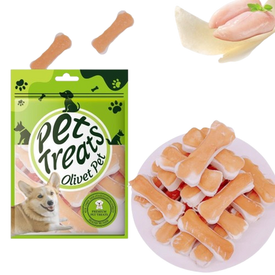Olivet Pet Dog Treat Bones - Chicken Wrapped Rawhide Chews (2 pcs, 110g)
