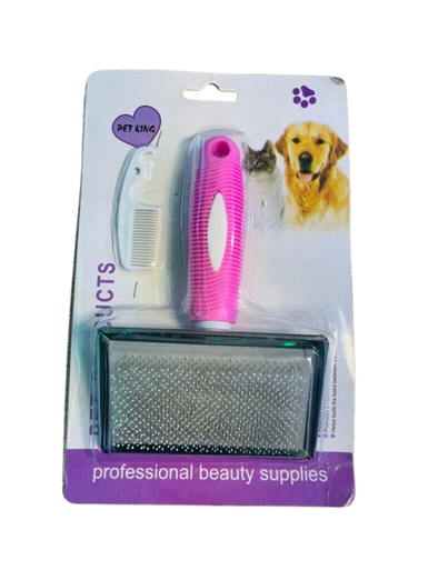 Pet Grooming Brush with Comb - Extra Large Slicker Brush for Big Dogs & Long-Haired Pets - Pink