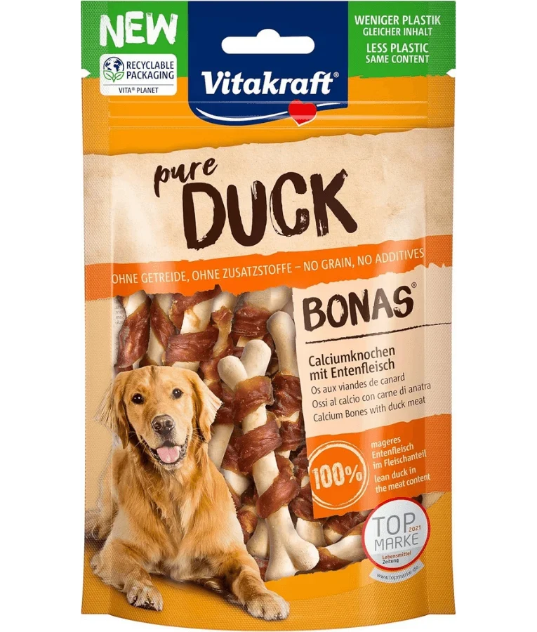 Vitakraft Pure Duck Bonas Duck Meat Calcium Bones High-Protein Dog Treat - 80g