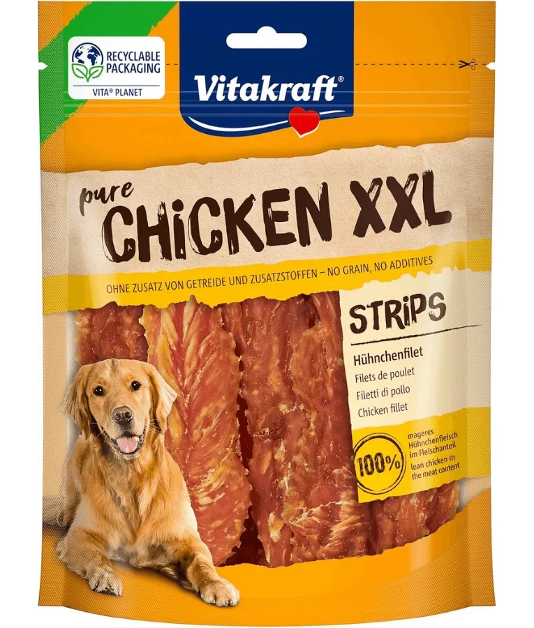 Vitakraft Pure Chicken XXL Fillets 92.5% Chicken Breast Grain-Free High-Protein Dog Treat - 250g