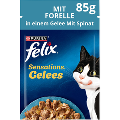 Felix Sensations Jellies with Trout in a Jelly with Spinach Cat Food 85g | 206516