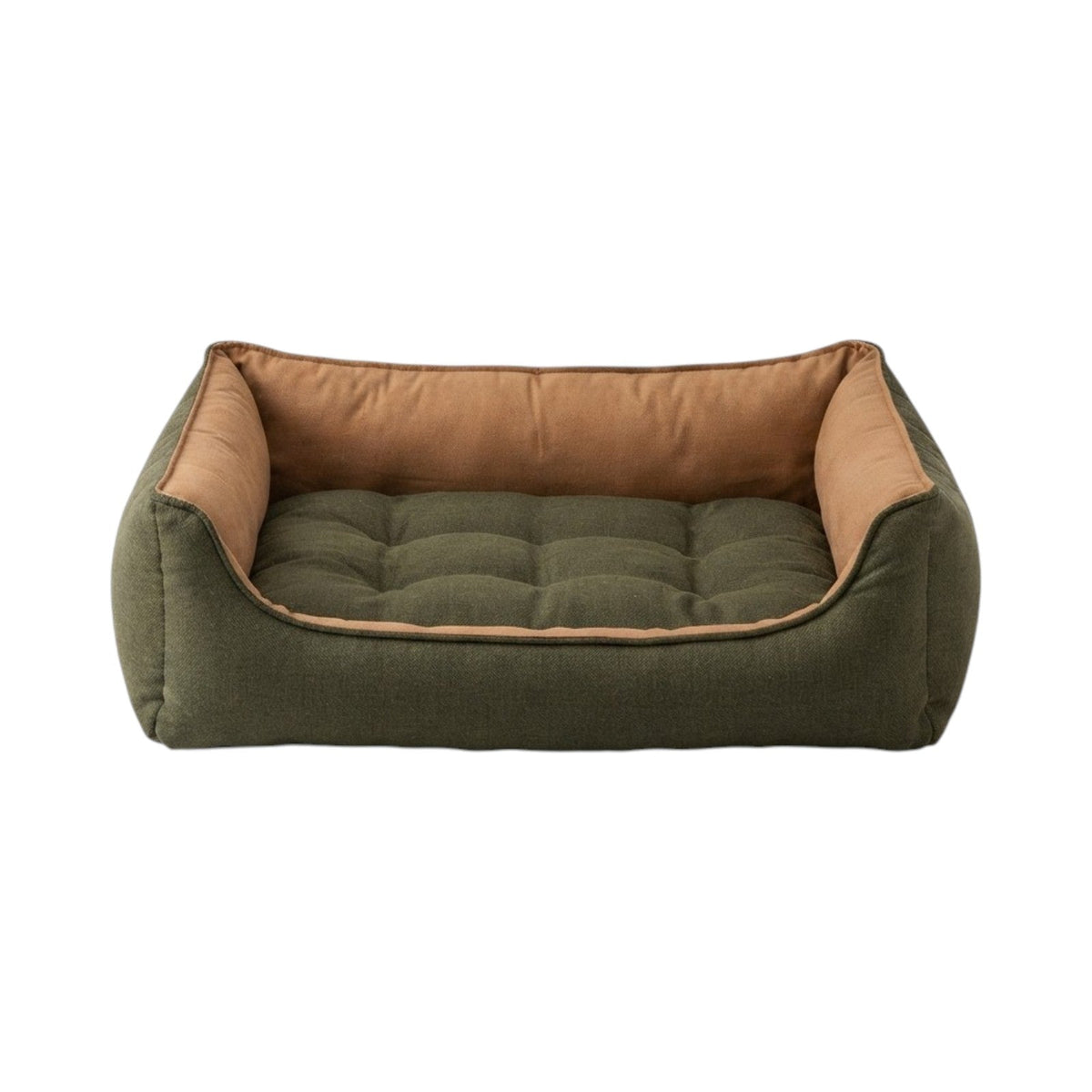 Soft Comfort Pet Bed Medium 60 x 40 x 20cm - Dark Green & Brown