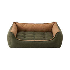 Soft Comfort Pet Bed Medium 60 x 40 x 20cm - Dark Green & Brown