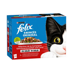 Purina Felix Emincés Original in Jelly Adult Cat Wet Food - Poultry & Tomato, Duck & Green Beans, Chicken & Peas, Turkey & Carrots 12 x 85g