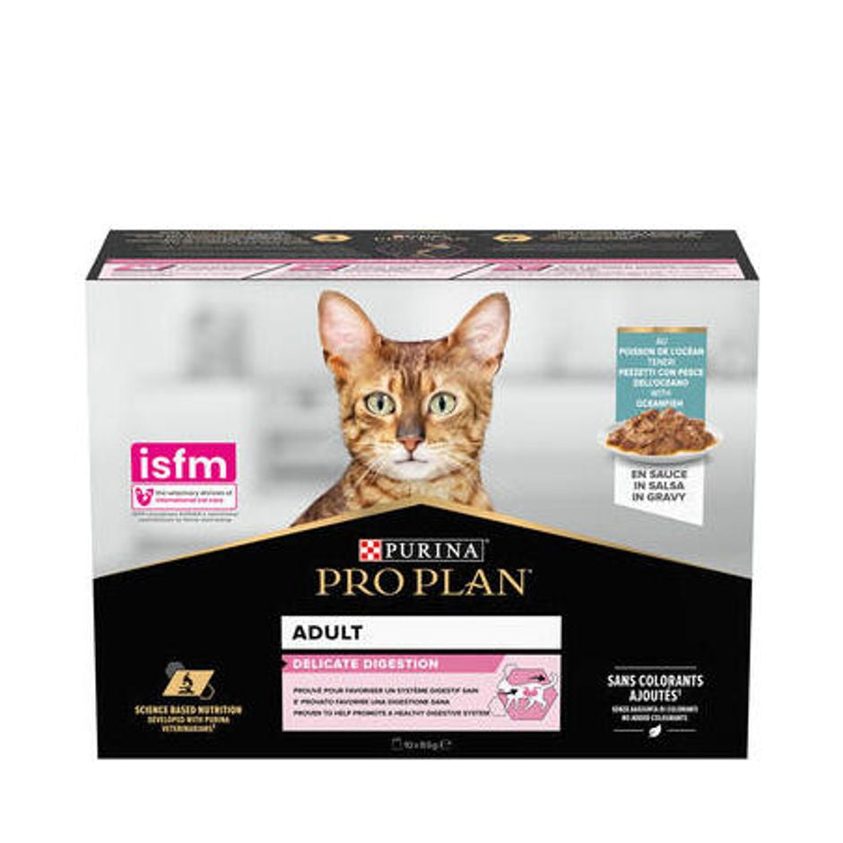 Pro Plan Adult Delicate Digestion Ocean Fish Wet Cat Food - 85g | 205043 (Pack of 10)